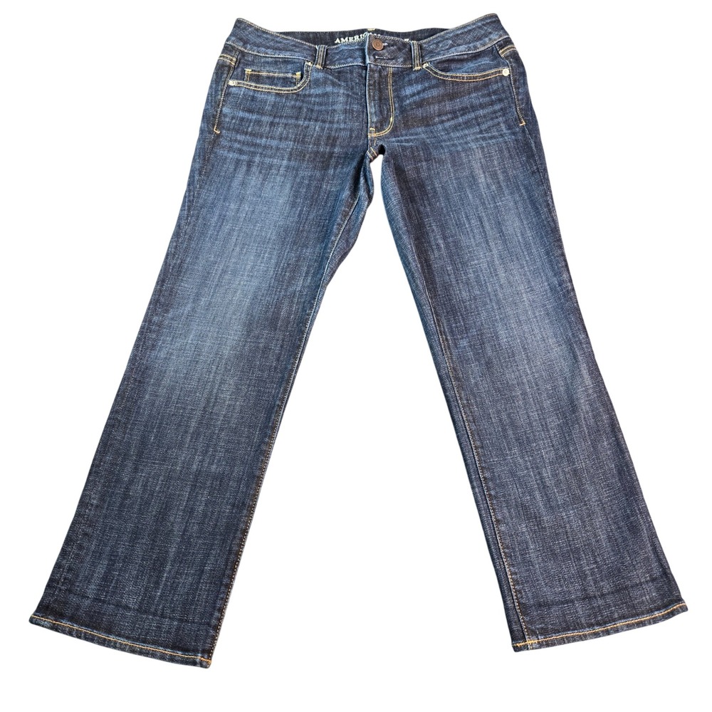 American Eagle Outfitters Artist Crop Stretch Jeans Dark Wash Blue Denim Size 12